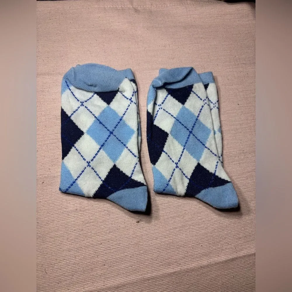 New Blue Argyle Socks Size 5-9